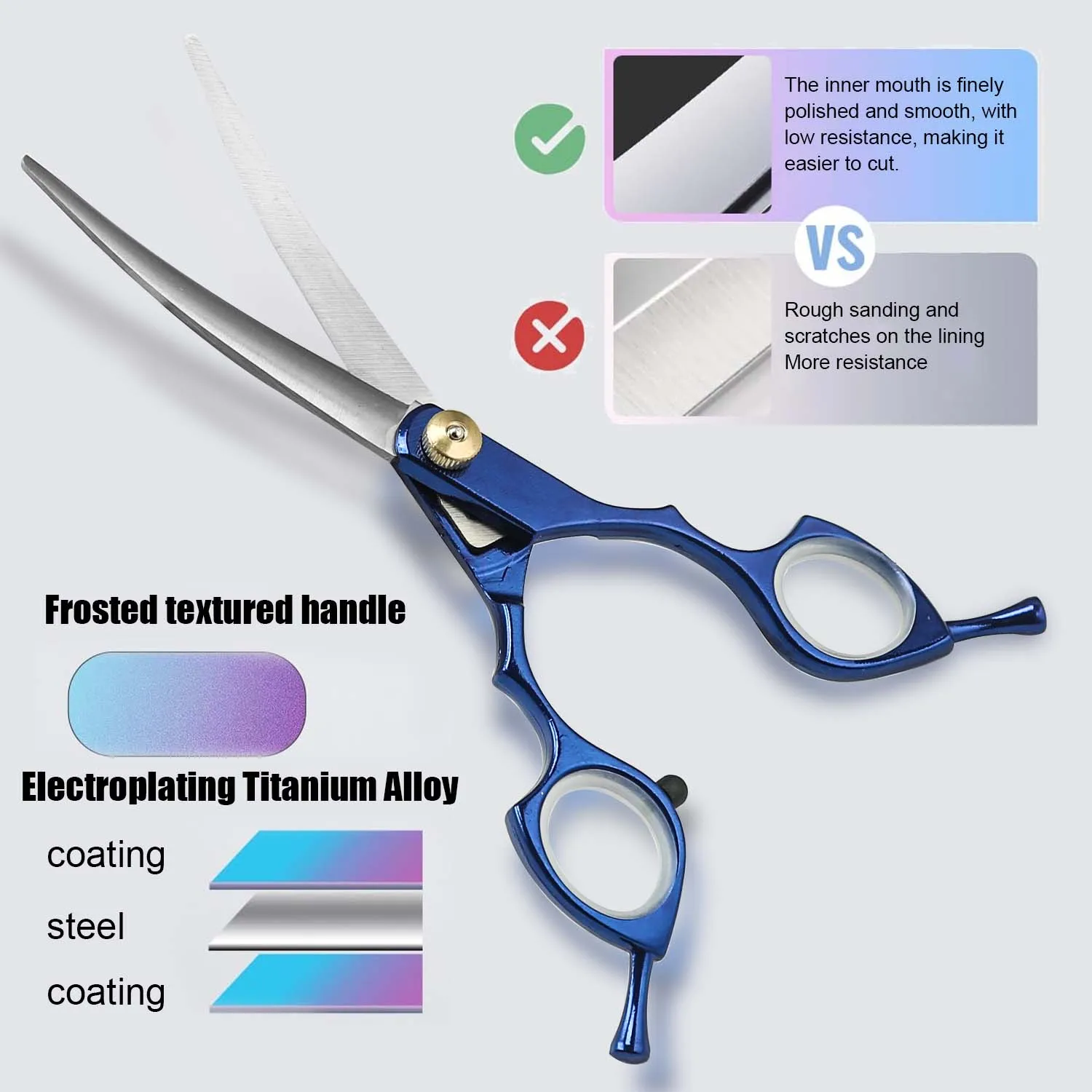 Up Curved Pet Grooming Scissors Dog Hair Stainless Steel Dog Scissors Pets Shears Animal Cutting Feet Ear Eye Hair Trimming