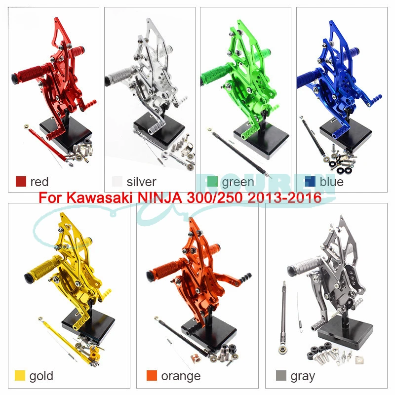 

CNC Rear Set Footpegs Motorcycle Rearset Footrest Foot Pedal Pegs for Kawasaki Ninja 300 250 EX300 Z300 Z250 Shift Lever Bracket