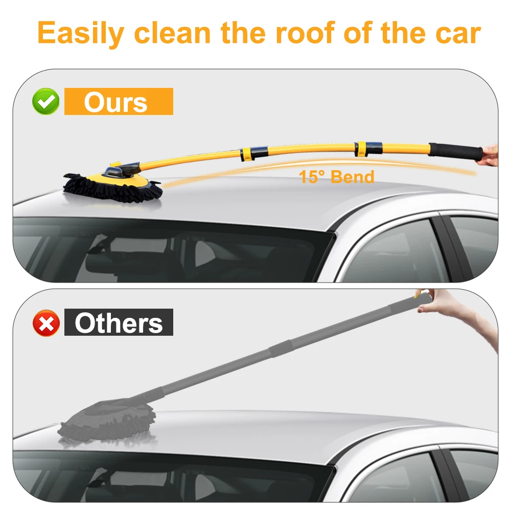 Car Washing Brush Mop Long Handle Telescoping Cleaning Tool Retractable Bent Bar Wash Brushes Chenille Broom Super Absorbent car washing brush