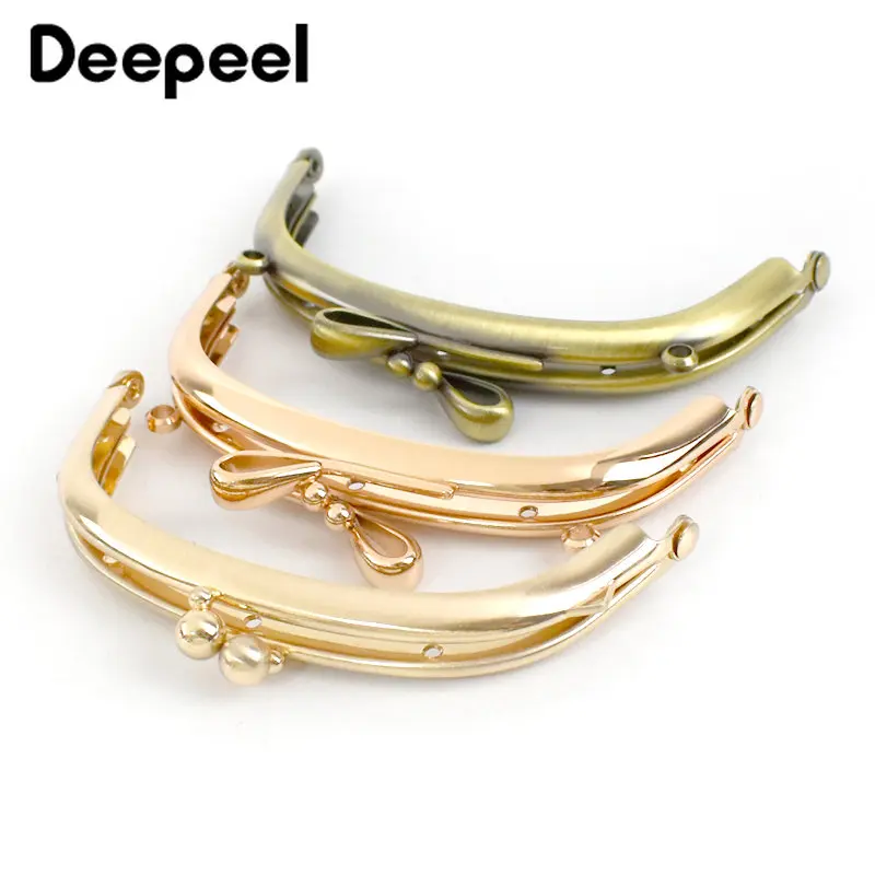 5Pcs Deepeel 10.5cm Metal Bag Handle Bow Bead Head Kiss Clasp DIY Handmade Sewing Brackets Purse Frame Handbag Strap Accessories
