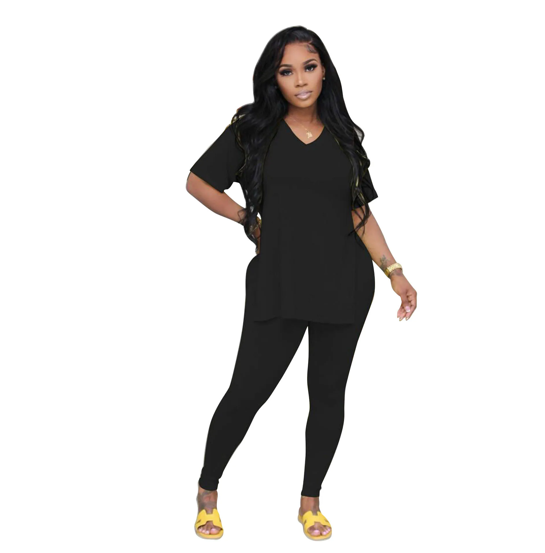 EINYOO Women's Fashion Casual Split Party Pants Sports Short Sleeve Summer Two Piece Set Dress Sexy Jumpsuit Traf Y2K Zevity