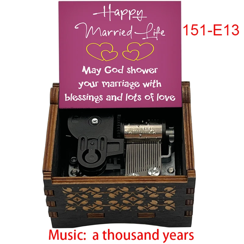 Custom picture A Thousand Years Wind up mechanical Wooden Music Box for lovers girlfriend boyfriend friend wedding party gift