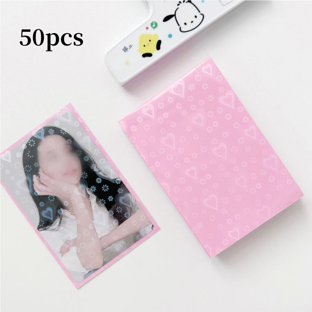50Pcs Kpop Card Sleeves Card Holder 3 Pollici Photoward Sleeves Toploader Glitter Heart Photocard Holder Card Films Card Protective