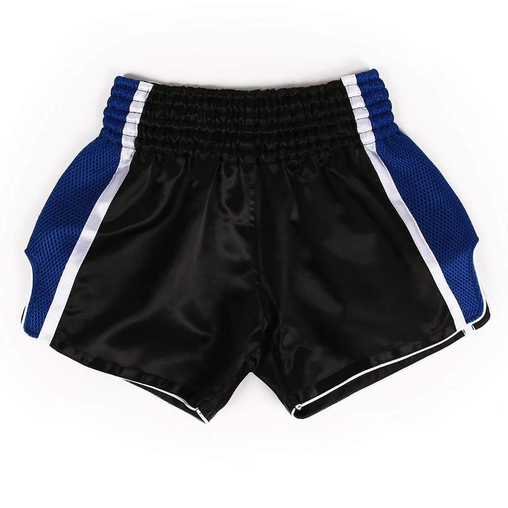 Playwell Plain Black Muay Thai Satin Competition Fight Shorts - Elastic Waist, Short Cut For Training - View #2