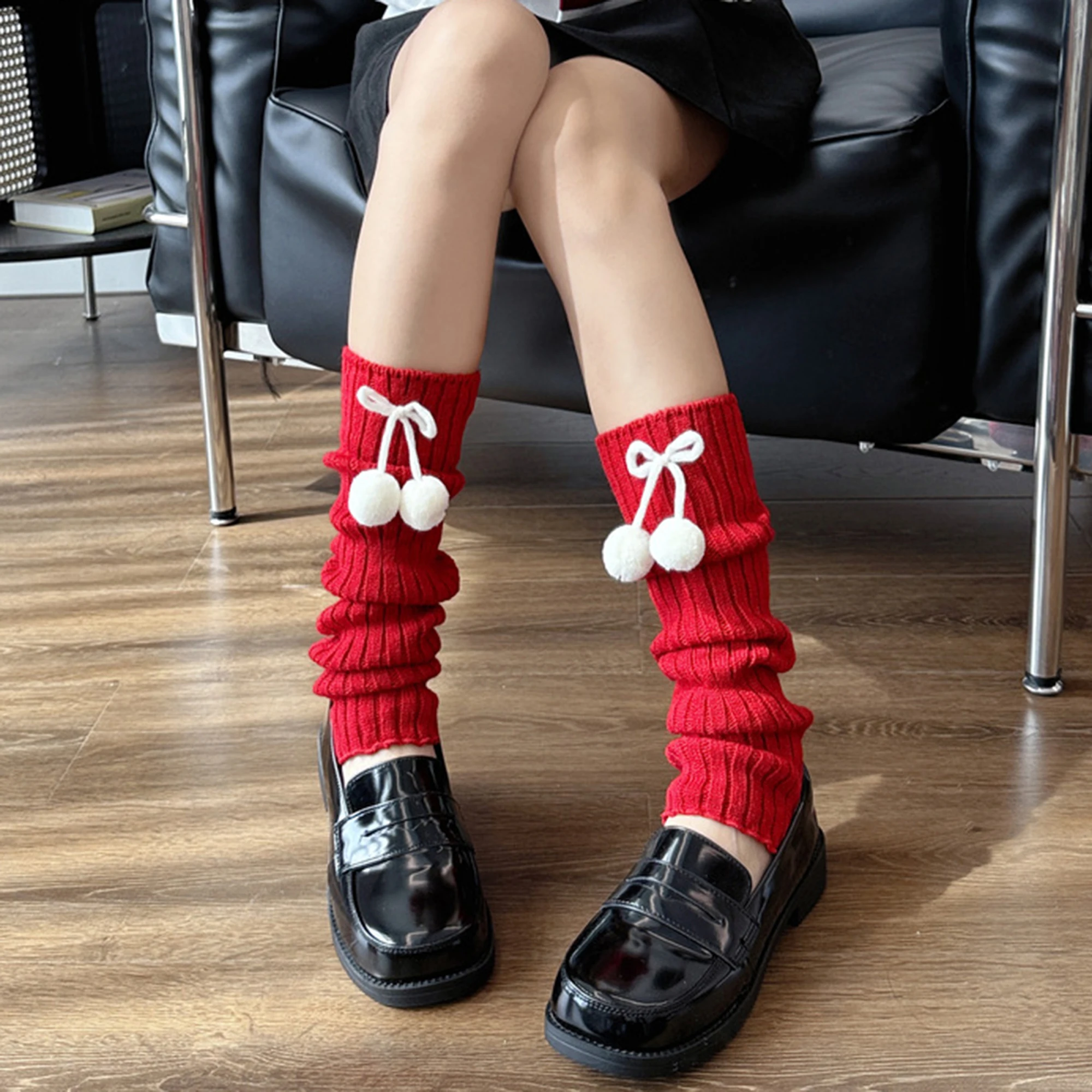 Women s Cable Knit Leg Warmers with Faux Fur Pom Poms Cozy Calf Covers for Stylish Winter Outfits and Parties