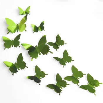 12 stücke 3d Schmetterling Spiegel Wanda uf kleber entfernbare DIY Wand kunst für Party Hochzeit Dekor Wohnkultur Handwerk liefert Aufkleber — изображение 4