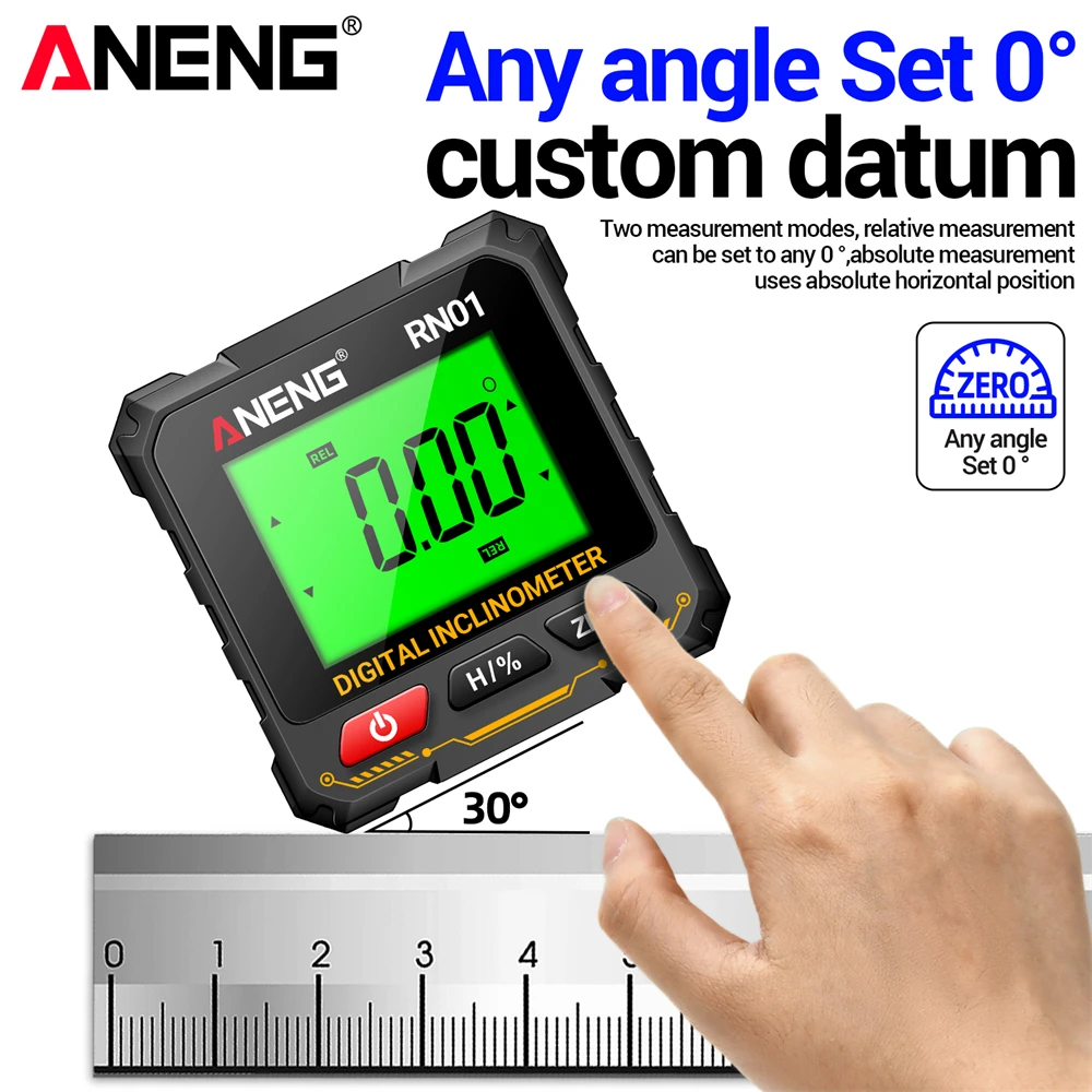 Laser Digital Inclinometer ANENG RN01/RN02/RN03 Angle Gauge 360&deg; Magnes Protractor 0.05&deg; Accuracy for Woodworking