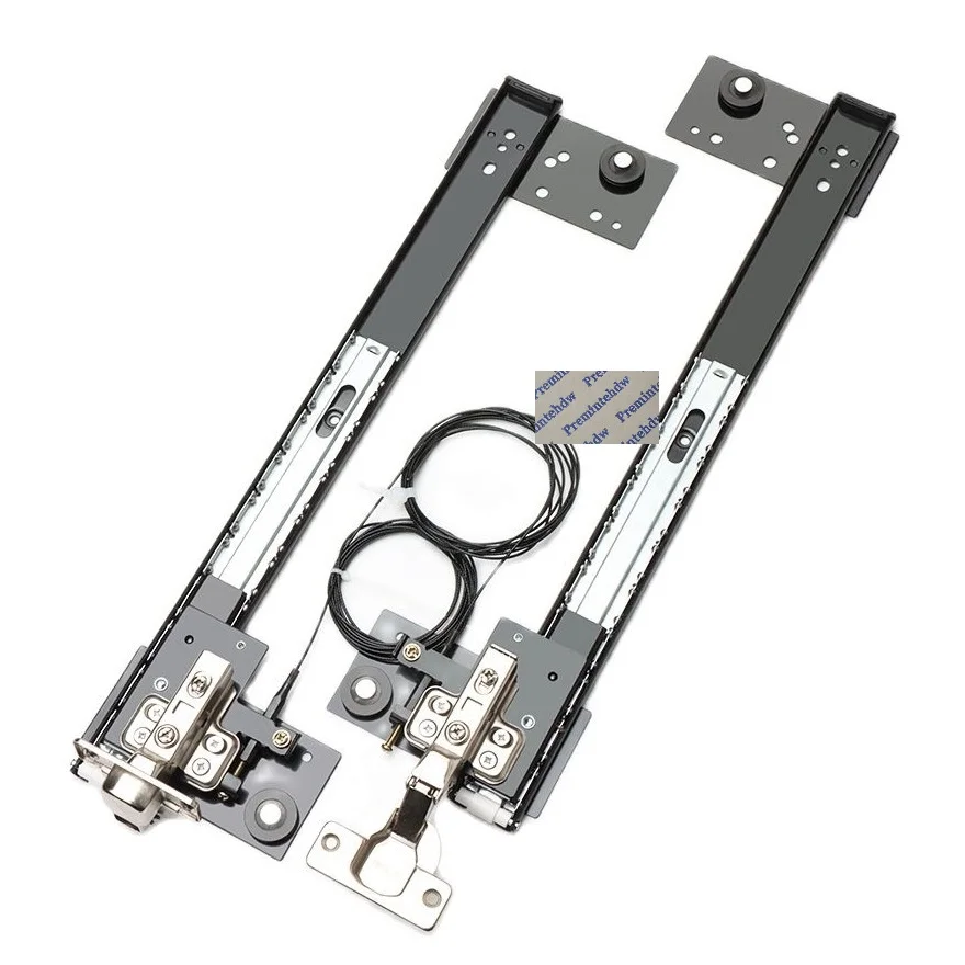 1Pair 14" 16" 18" Pocket Door Slide With Cable Equalizer Soft Close Hinge Furniture Cabinet Cupboard Closet