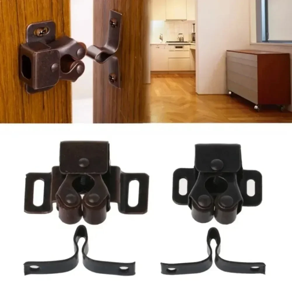 Double Roller Catches Cupboard Cabinet Door Latch Wardrobe Clip Screws Twin Striker Furniture Hardware Door Soft Closer