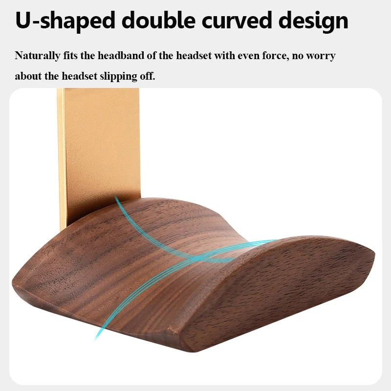 Universal Headphones Stand Solid Wood Gaming Headset Hanger Walnut Beech Maple Wooden+Aluminum Alloy Head-mounted Earphone Holde