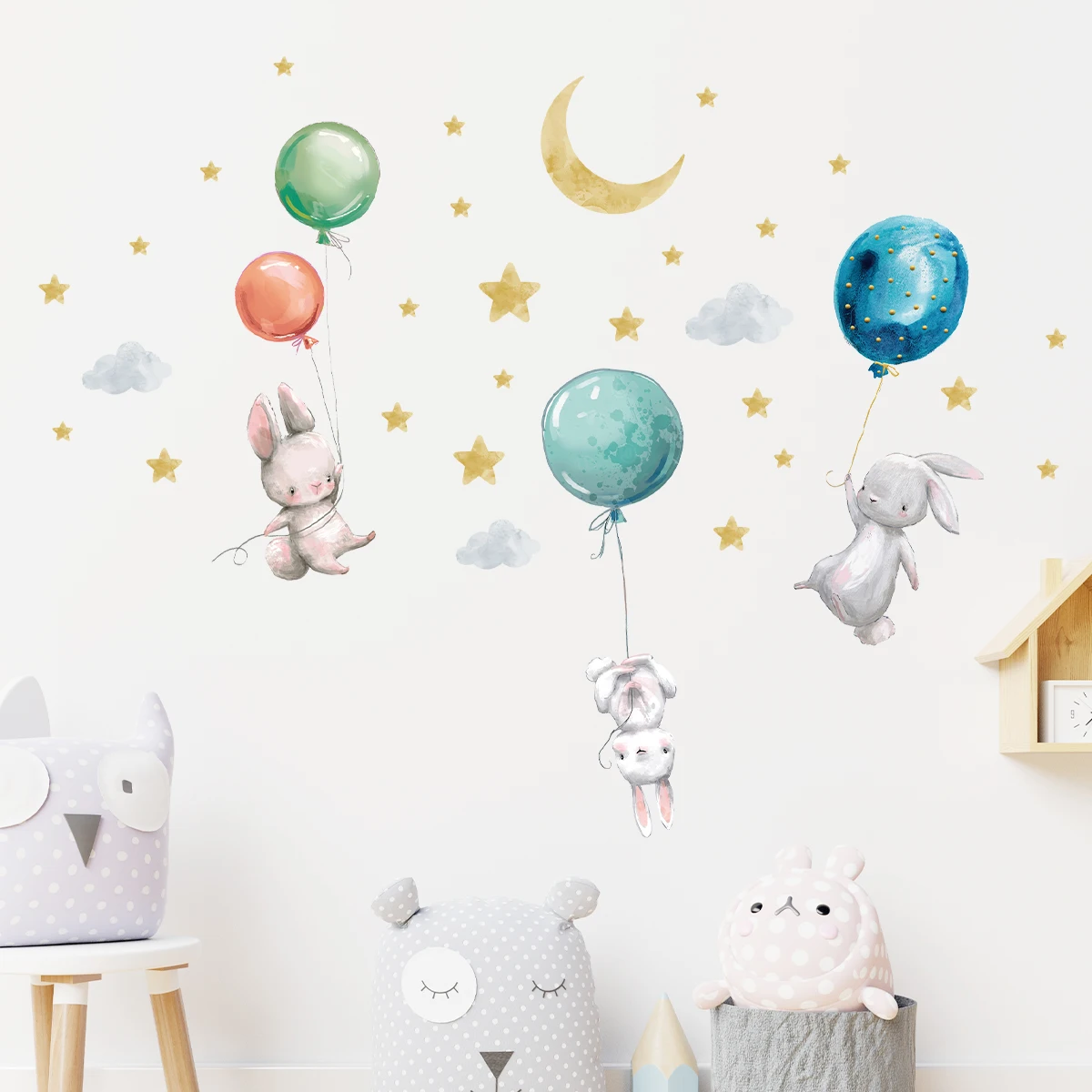Luminous Wall Stickers Cartoon Cute Elephant Balloon Star Animal For Bedroom Living Room Nursery Decoration