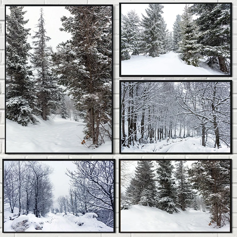 Winter Landscape poster Snow Norway Forest Canvas Printing Poster Wall Art Decoration Hanging Picture For Home Living Room Decor