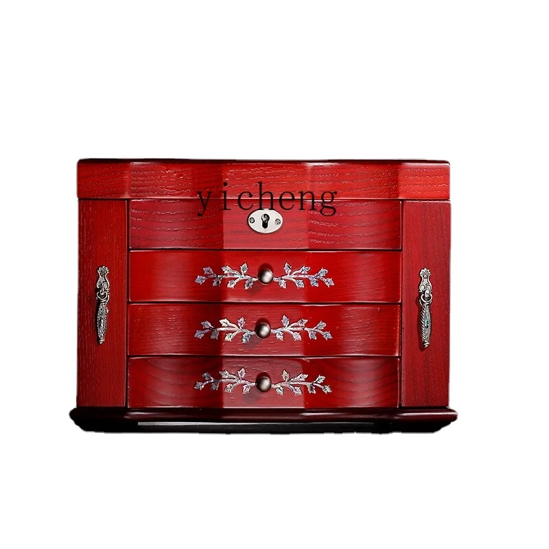 

Zk Jewelry Box Wooden Princess Chinese Retro Storage Box Solid Wood Large Capacity Earrings Jewelry Box