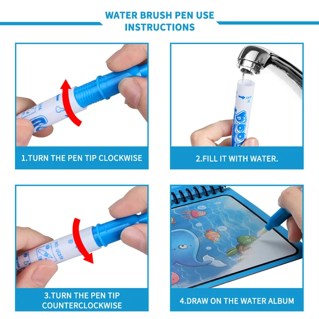 Magic Water Painting Book For Kids Baby Games Toys Montessori Coloring Books Baby Paint Educational Toys For Baby 1 2 3 Years 6