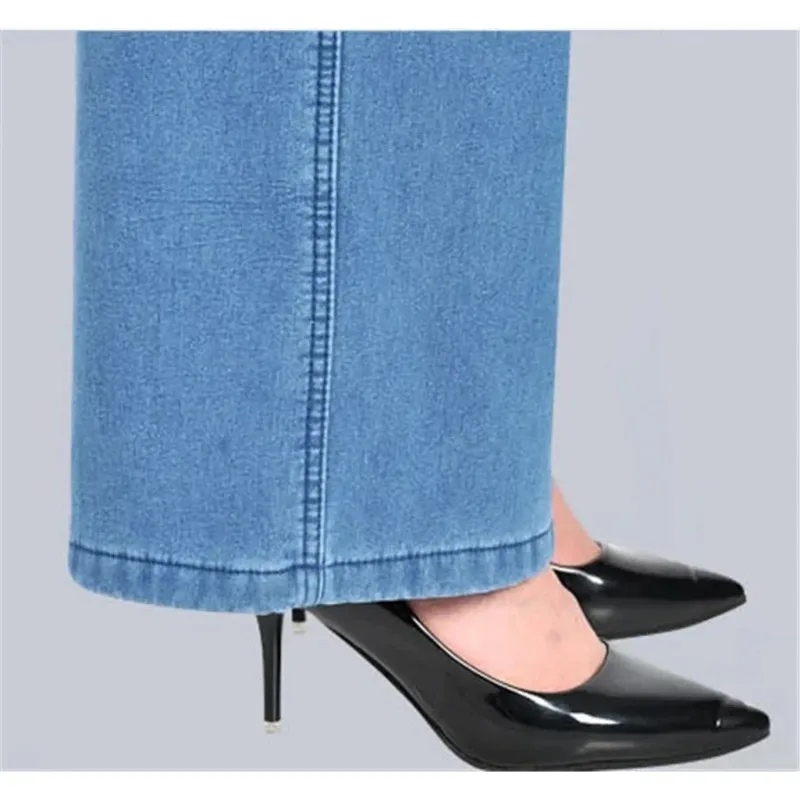 Casual High Waist Baggy Vaqueros Straight Pantalones Winter Thicken Mom Wide Leg Jeans Women Warm Plush Velvet Lined Denim Pants