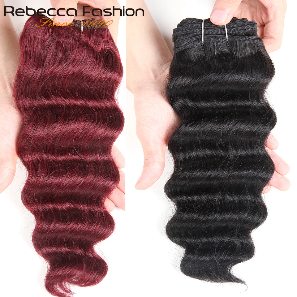 Rebecca Hair 1 Piece Only Brazilian Deep Wave Bundles Natural Color Human Hair Weave Deal 1B 99J Remy Extension