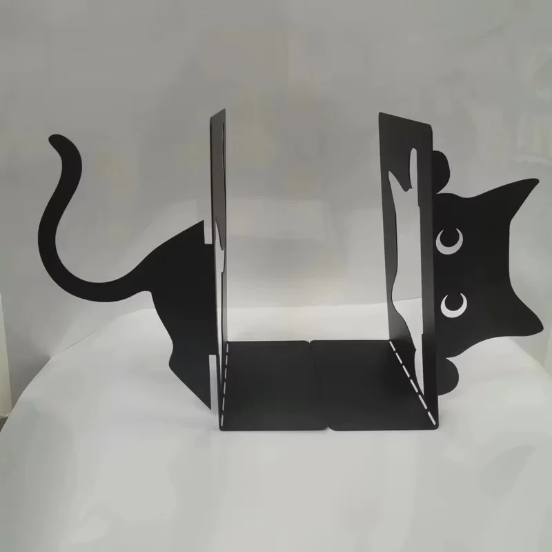 Metal Bookends Cute Black Cat Bookends Bookends For Shelves School Office Library Book Desktop Organizer Bedroom Book Holders 4