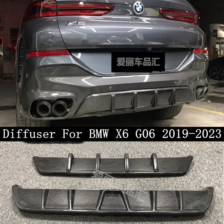 

Fits For Bmw X6 G06 2019-2023 Real Carbon Fiber Car Rear Trunk Bumper Rear Diffuser Splitters Protector Cover