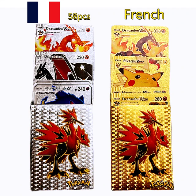 100Pcs NEW Pokemon VMAX English/French Cards Dracaufeu Pikachu