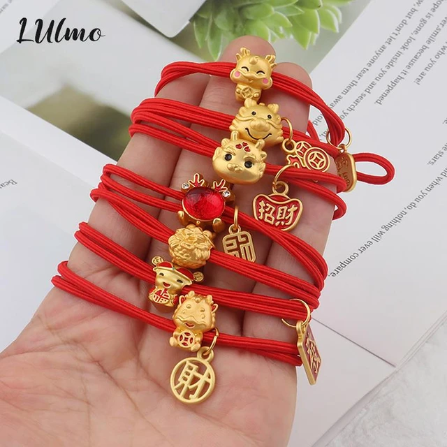 1pcs Chinese Style Zodiac Dragon Bracelet 2024 Dragon Year Lucky Red Rope  Bracelet Xmas Near Year