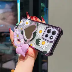 White Daisy Phone Case Set with Lanyard and Circular Stand - Premium Comfortable Feel - Motorola Moto G86 (PURPLE)