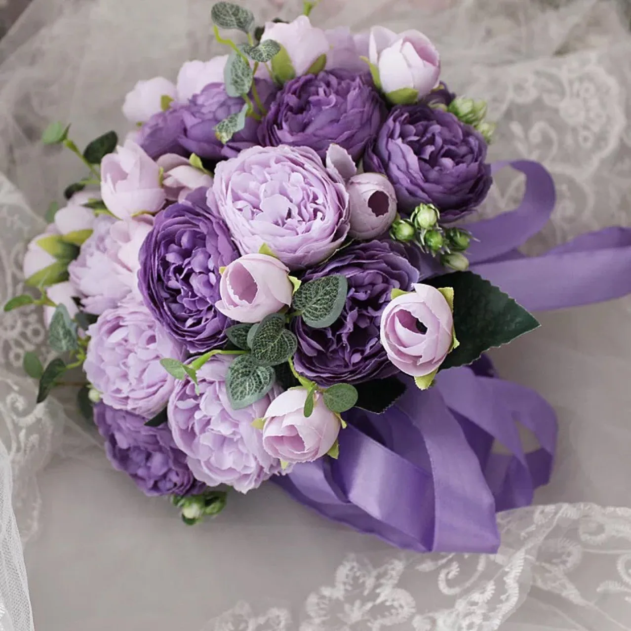 Wedding Bouquets Artificial Peony Flowers Korean style Purple Bridal Bouquet Imitation Peony Flower Bridal Bouquet Bridesmaid