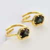 BOROSA 5Pcs Natural Glitter Stone Open Ring Golden Color Labradorite Adjustable Finger Ring For Women Energy Jewelry Accessories 3