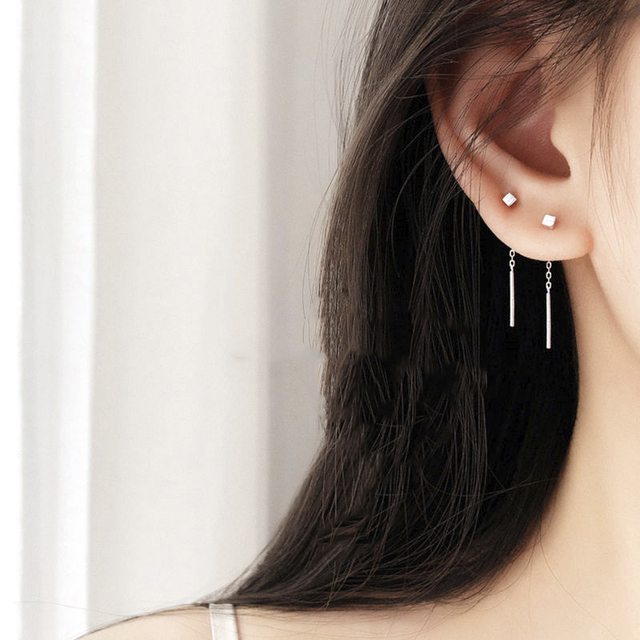 Trend Korean Long Wire Tassel Thread Chain Star Heart Beads Pendants Dangle Drop Earrings Straight Hanging Earings