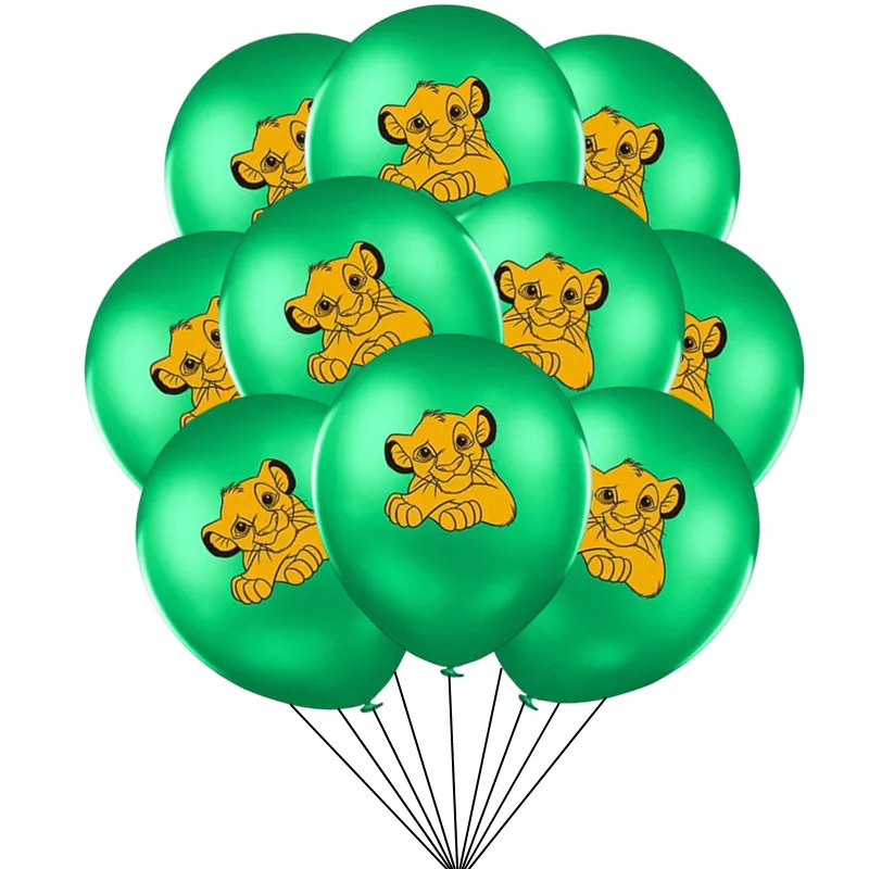 Decoraciones de cumpleaños de El Rey León de Disney, globo de látex de 12 pulgadas con diseño de Simba y El Rey León, globo de safari en la jungla para suministros para fiestas de baby shower