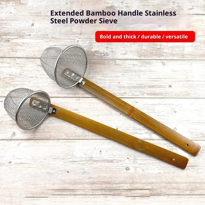 Stainless Steel Mesh Colander Basket With Bamboo Handle Fine Strainer For Noodles Pasta Hot Pot Kitchen Tool Frying Filter