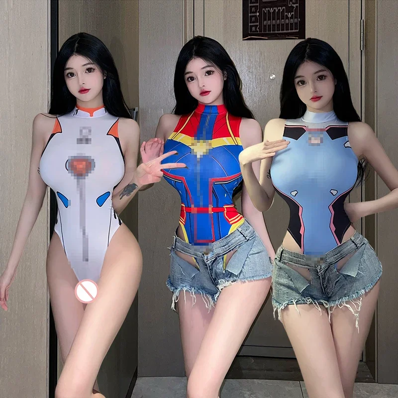 6pcs Sexy Lingerie Bodysuit Open Crotch Bodydolls Back Zipper Openable Sukumizu Costumes Hot Leotard Thong Night Bed Wear Women