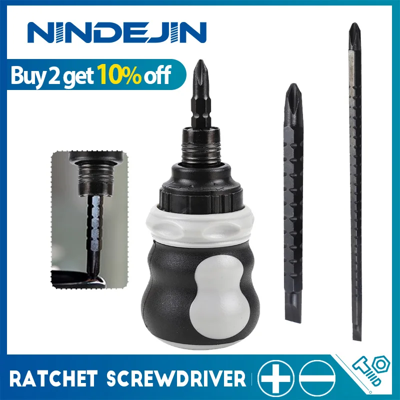 NINDEJIN 스크루 드라이버 CR-V 더블 엔드 개폐식 필립스 슬롯 형 이중 목적 마그네틱 스크루 드라이버 핸드 툴