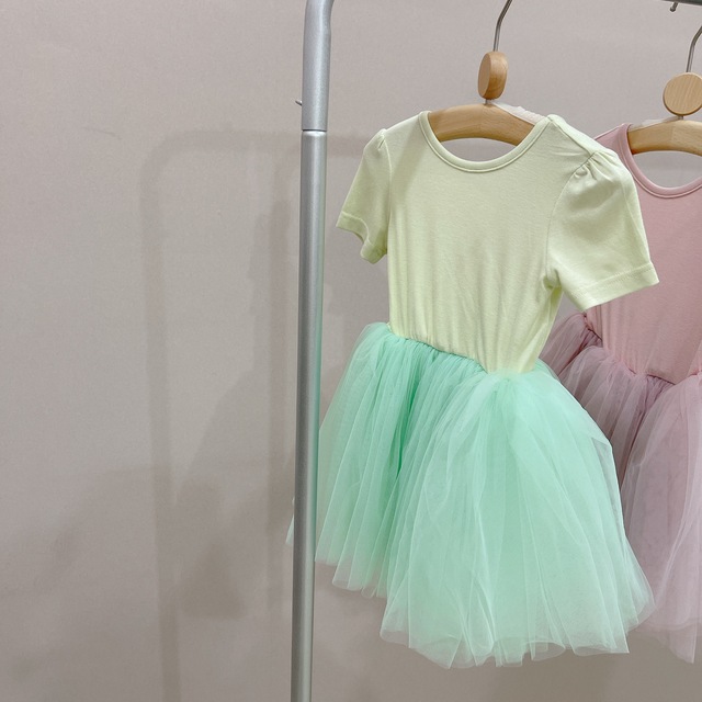 Summer New Children Clothes Baby Girls Short Sleeve Lace Princess Ballet Dress