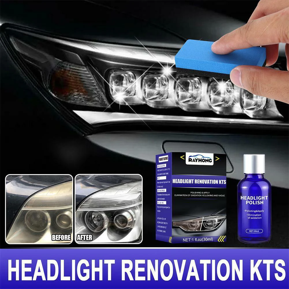 

Car Headlight Restoration Set Fluid Repair Kit Plastic Light Polish Cleaner Remove Oxidation Headlight Polish Liquid
