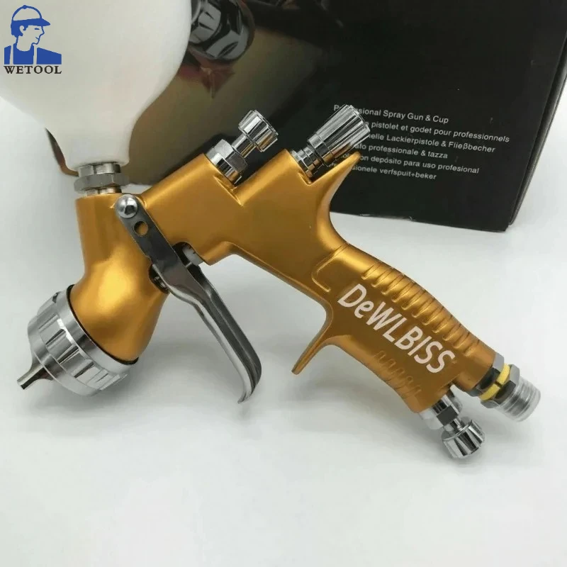 Spray Gun G T Pro Painting Gun TE20/T110 1.3mm/1.8mm Nozzle Glod With Mixing Cup Water Based Air Spray Gun Airbrush