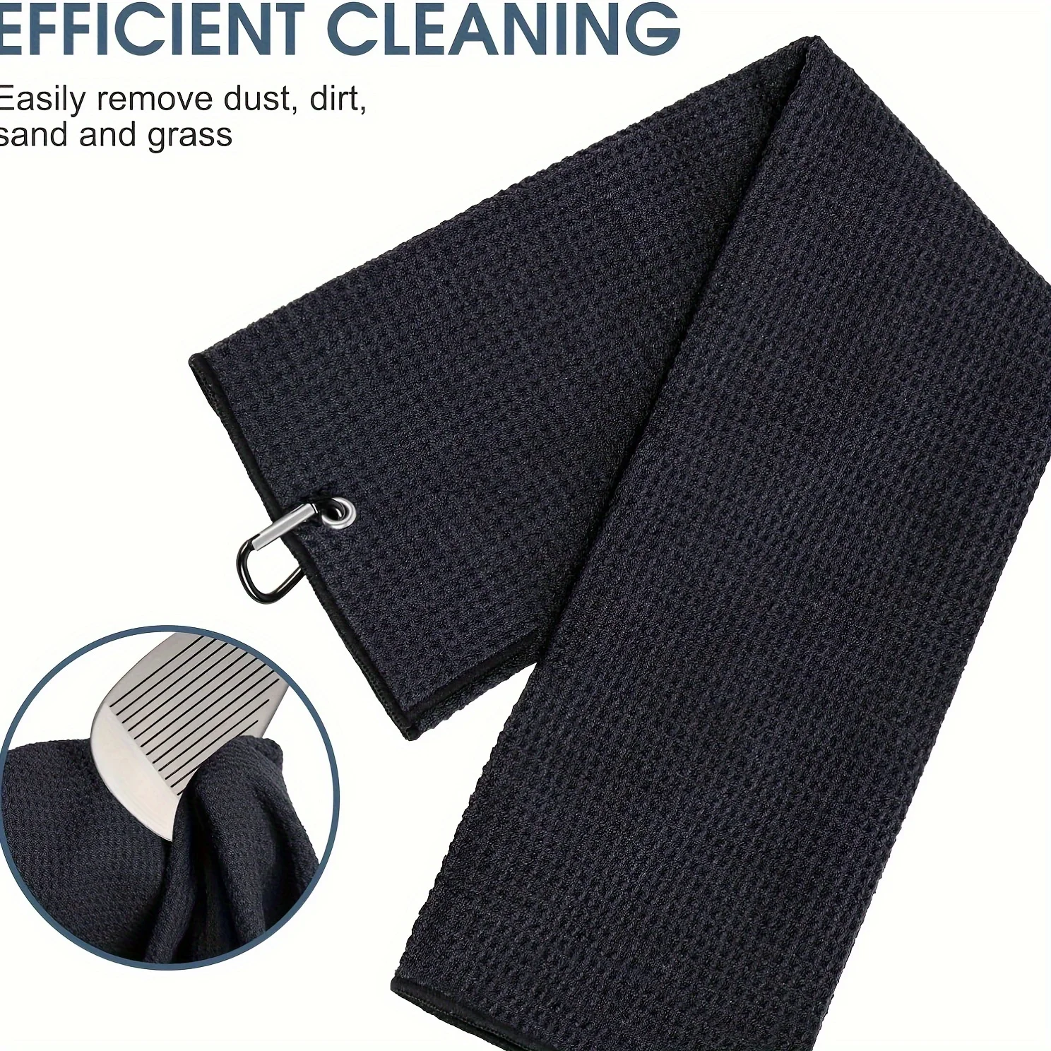 Golf Towel 1pc For Bags with Clip and Microfiber Waffle Pattern 30*50cm/11.8x19.6in