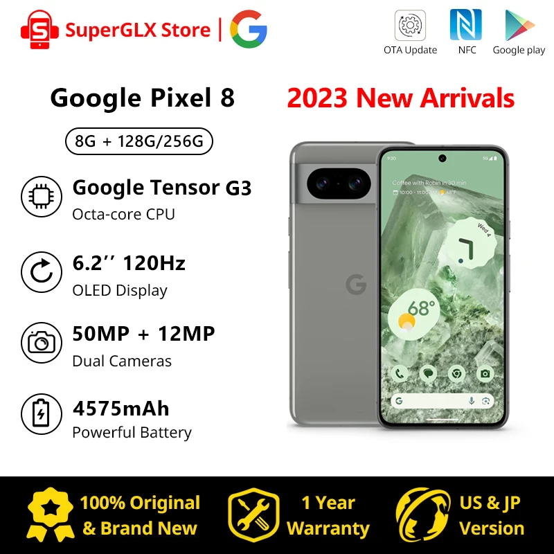 2023 New Original Google Pixel 8 5G Google Tensor G3 8GB RAM 128GB/256GB  ROM With Advanced Pixel Camera - Obsidian, Hazel, Rose - AliExpress