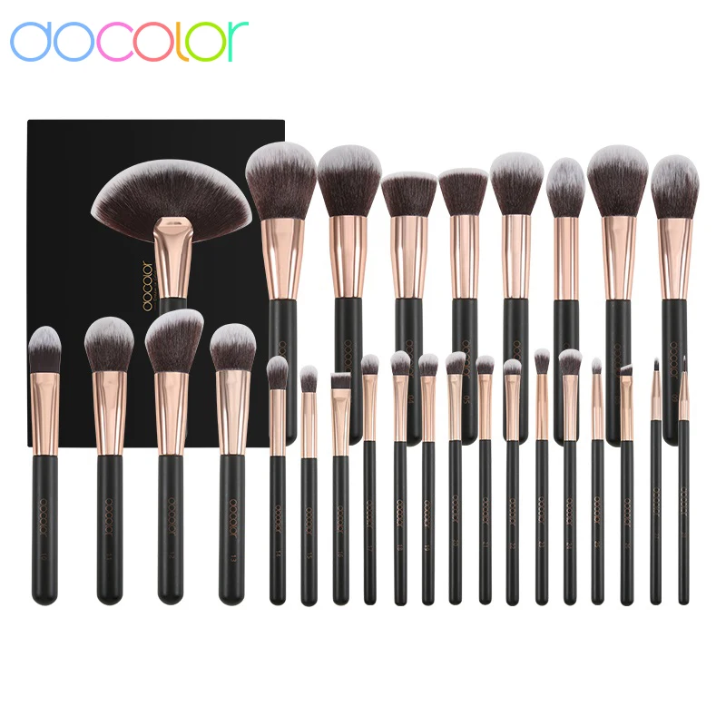 Docolor makeup brushes Neon Hot Pink 18pcs Makeup Brush set 100% vegan and  cruelty-free