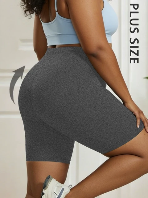 Plus Size Super Soft Biker Shorts For Women No See Through Workout Running Yoga Athletic Shorts 6"Inseam RUNNING