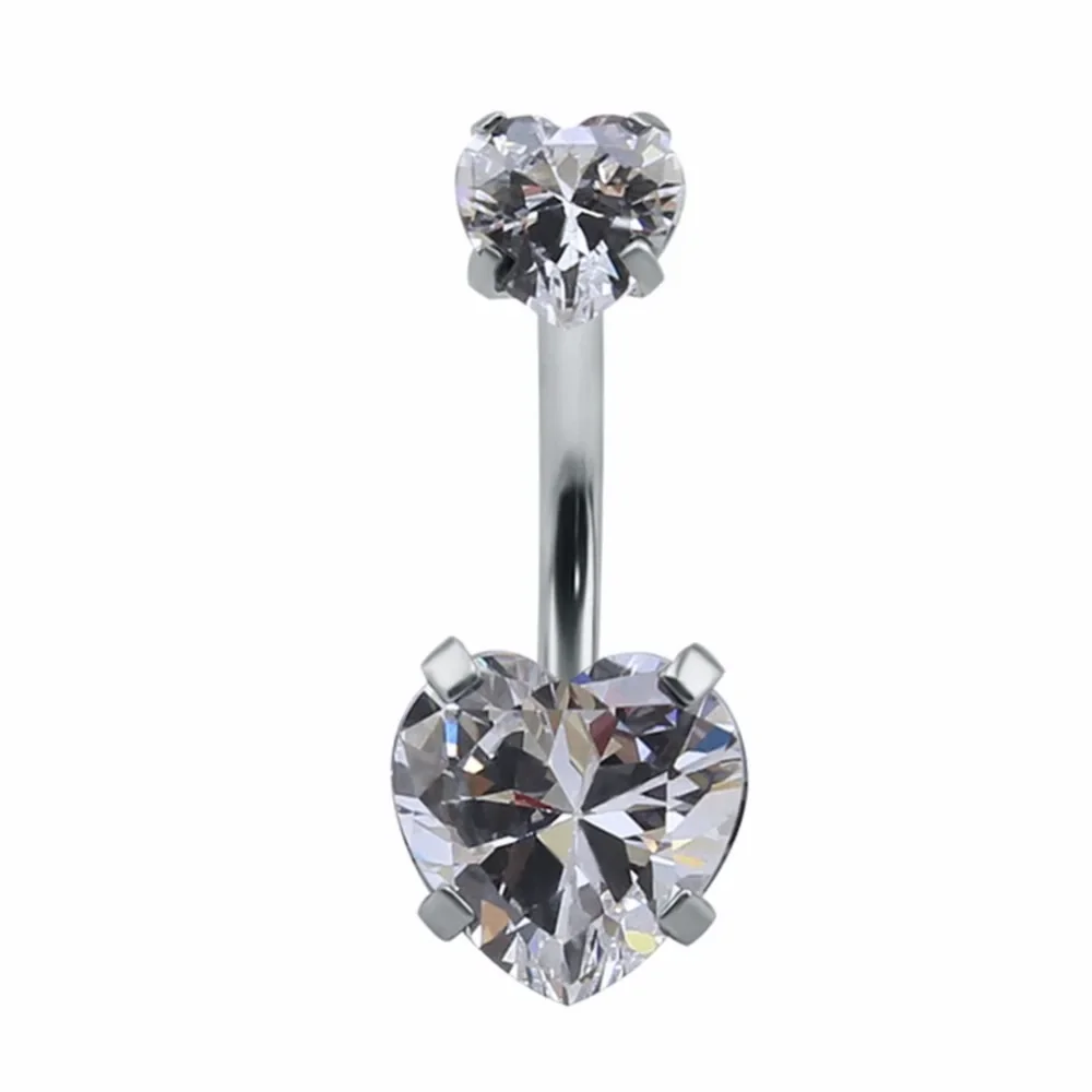 Belly Button Piercing Jewelry Heart Crystal Belly Button Rings Navel Piercing Women Jewelry