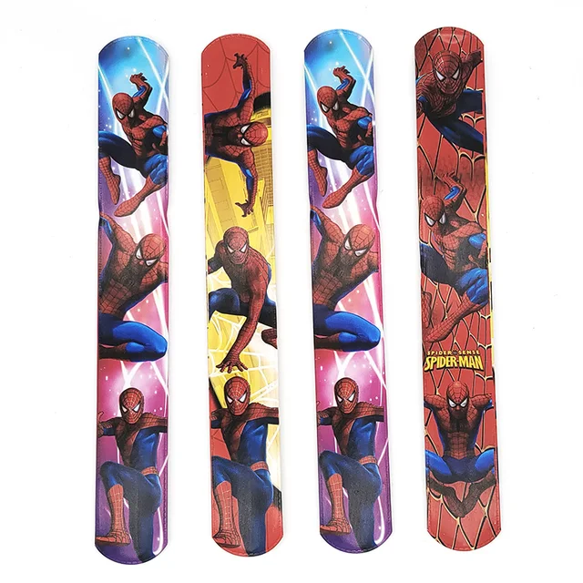 12PCS Kids Happy Birthday Party Favor Spider Man Slap Bracelet Boy Party Gift Souvenir Cute Giveaway 2