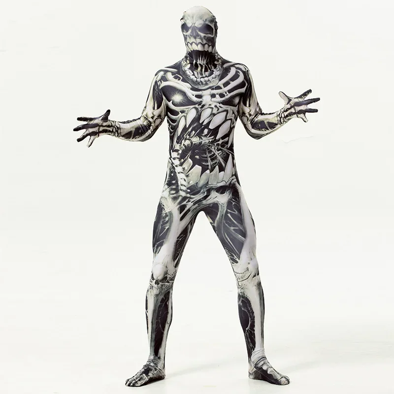 

Halloween 3D Print Skeleton Scary Cosplay Horror Jumpsuit Long Sleeve Devil Zombie Costumes