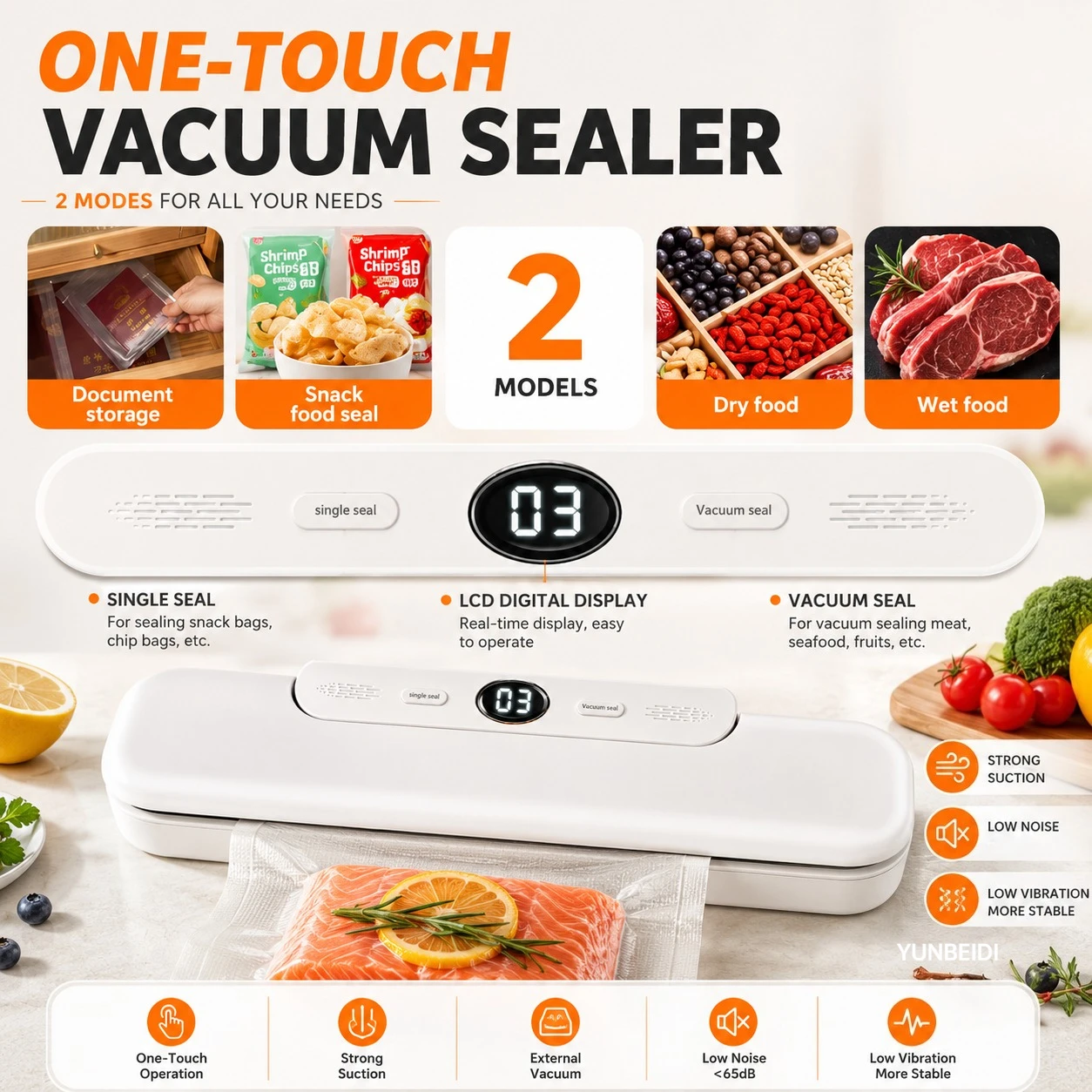 Vacuum Sealing Machine - Automatic One-Click Vacuum Sealing for Food Kitchen Home Use Food Preservation Packaging Machine 5