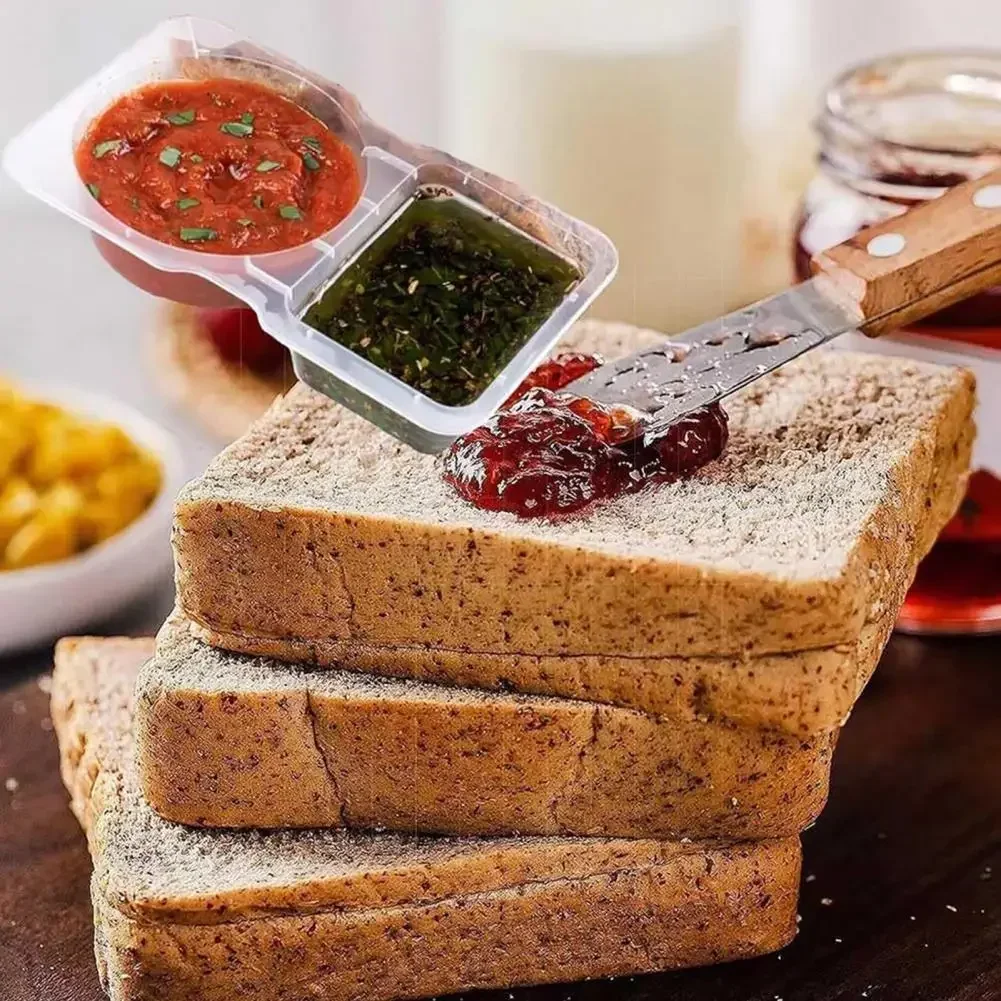 5/10/20/30Pcs Condiment Container Holder Dual Compartment Spice Box with Lids Reusable Snack Container for Dips Sauce