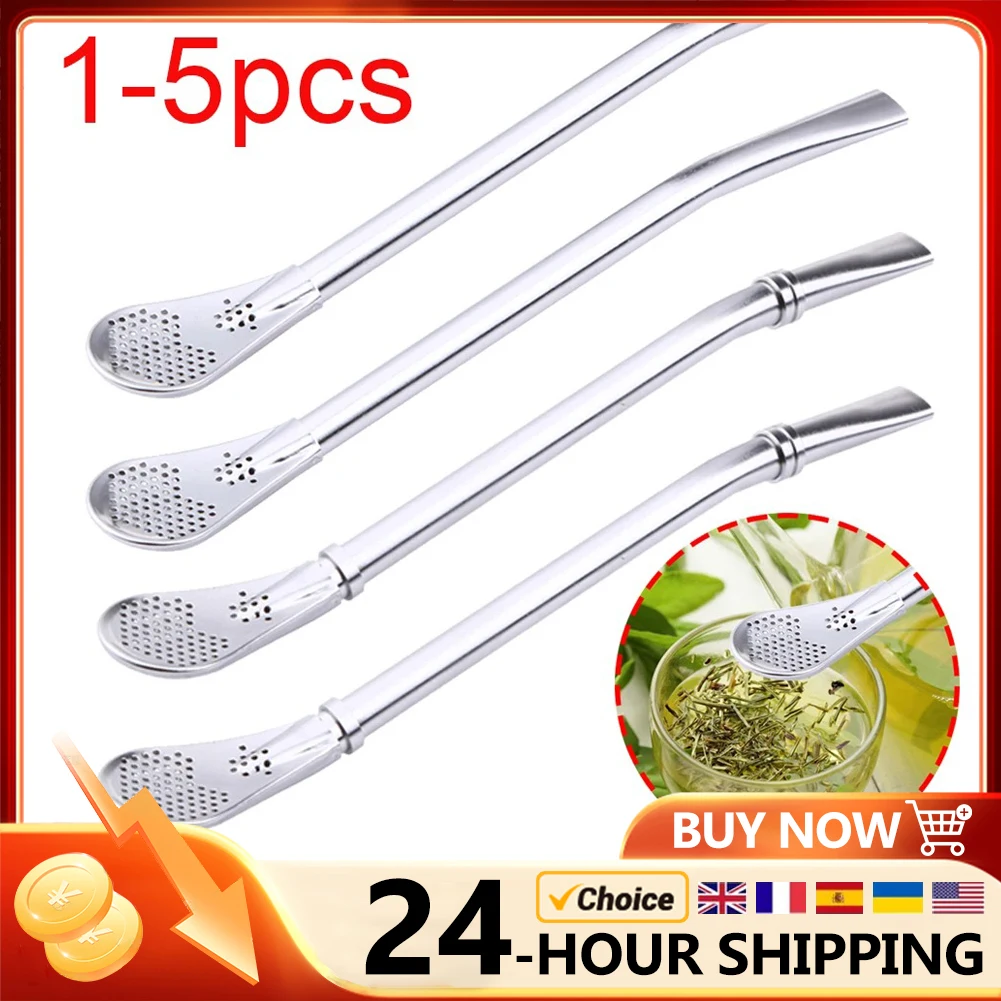 Drinking Straws Metal Straw Set Tea Filter Handmade Stainless Steel Drinking Straw Spoon Tea Filter Grass Matte Tea Straws Bulb Pumpkin Reusable