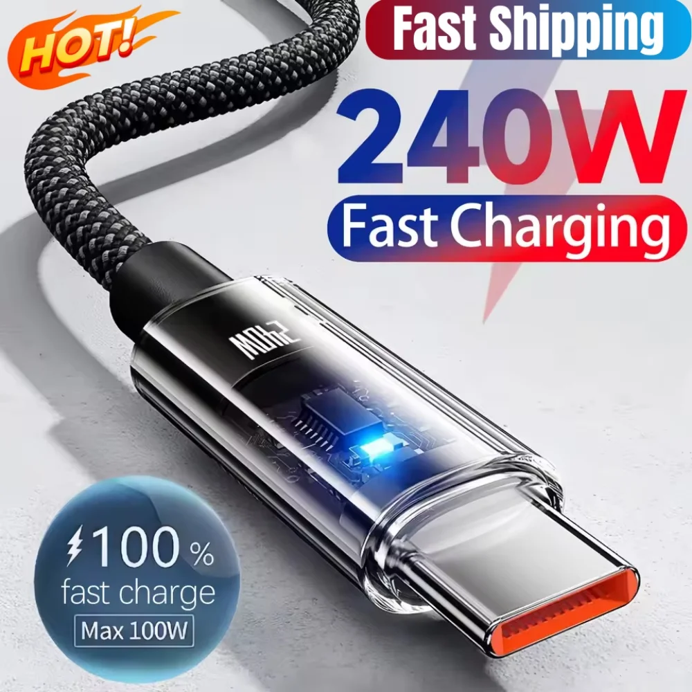 รูปสินค้า สายชาร์จเร็ว USB-C 240W ทนทาน ใช้ได้กับหลายแบรนด์