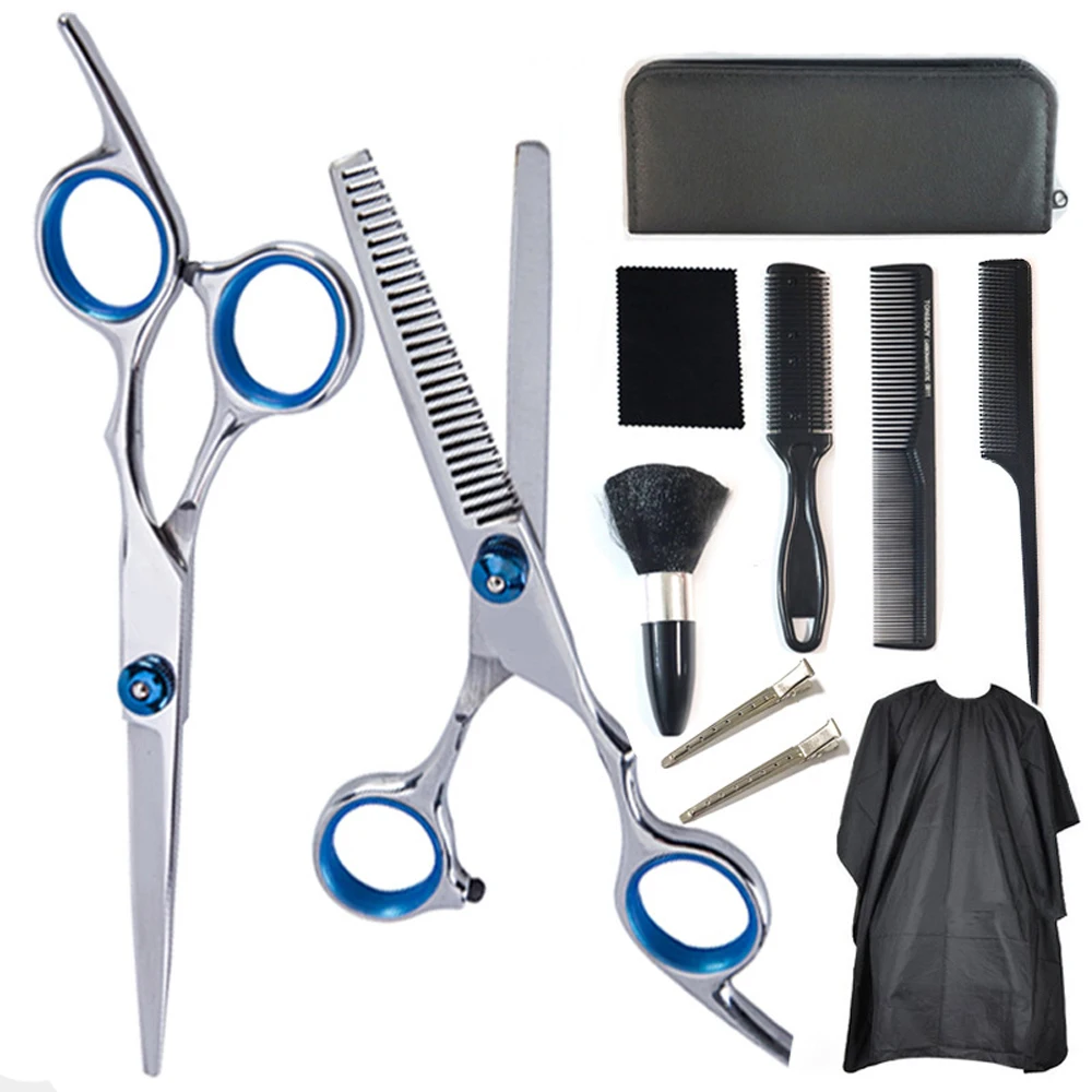 Tesoura de Cabeleireiro Conjunto de Tesoura Salão de Cabelo Ferramenta de Cabeleireiro Nicare 10 11 Pçs Plana Dentes Tesoura Desbaste Criança Casa 1 - 7 8 8 Computers & Electronics