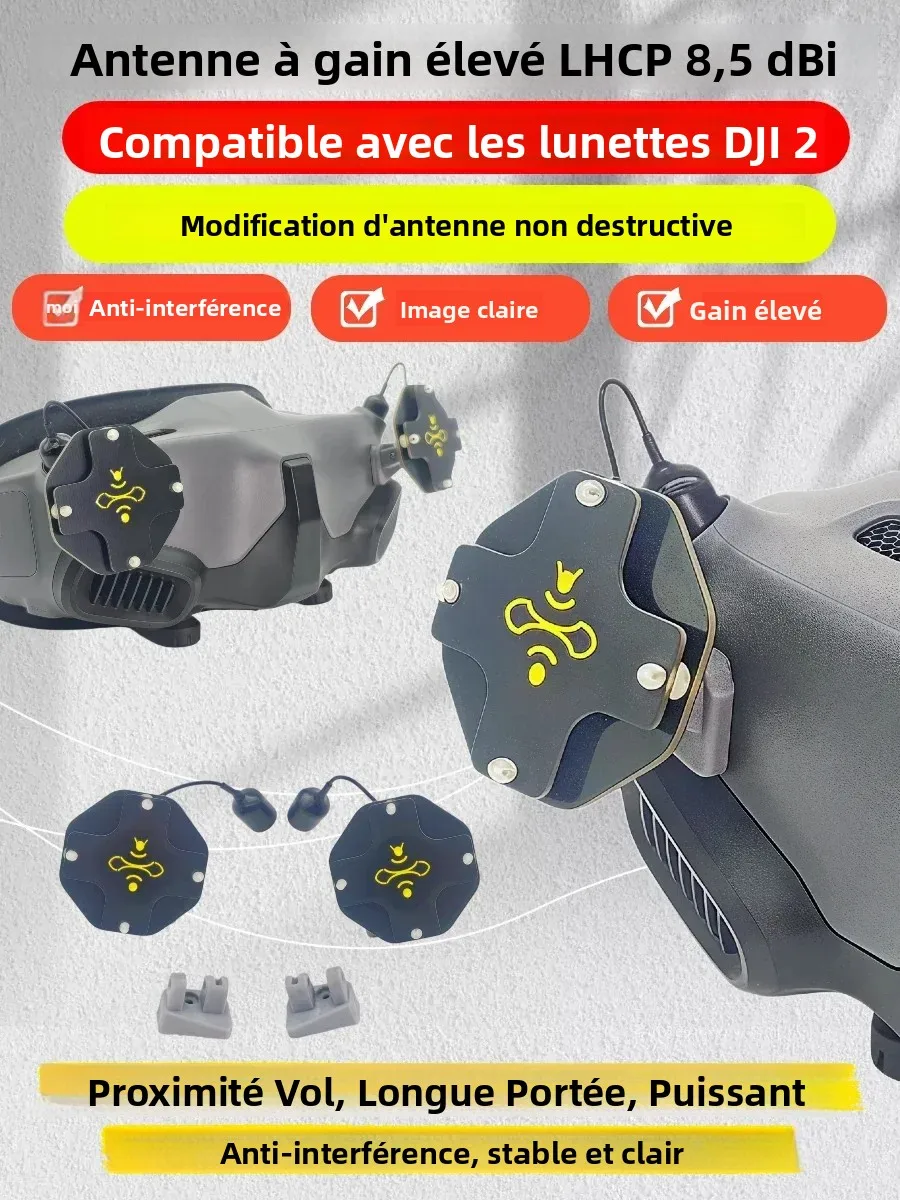 Antenne FPV 5.8G 8.5dBi LHCP Directionnelle pour DJI Goggles 2