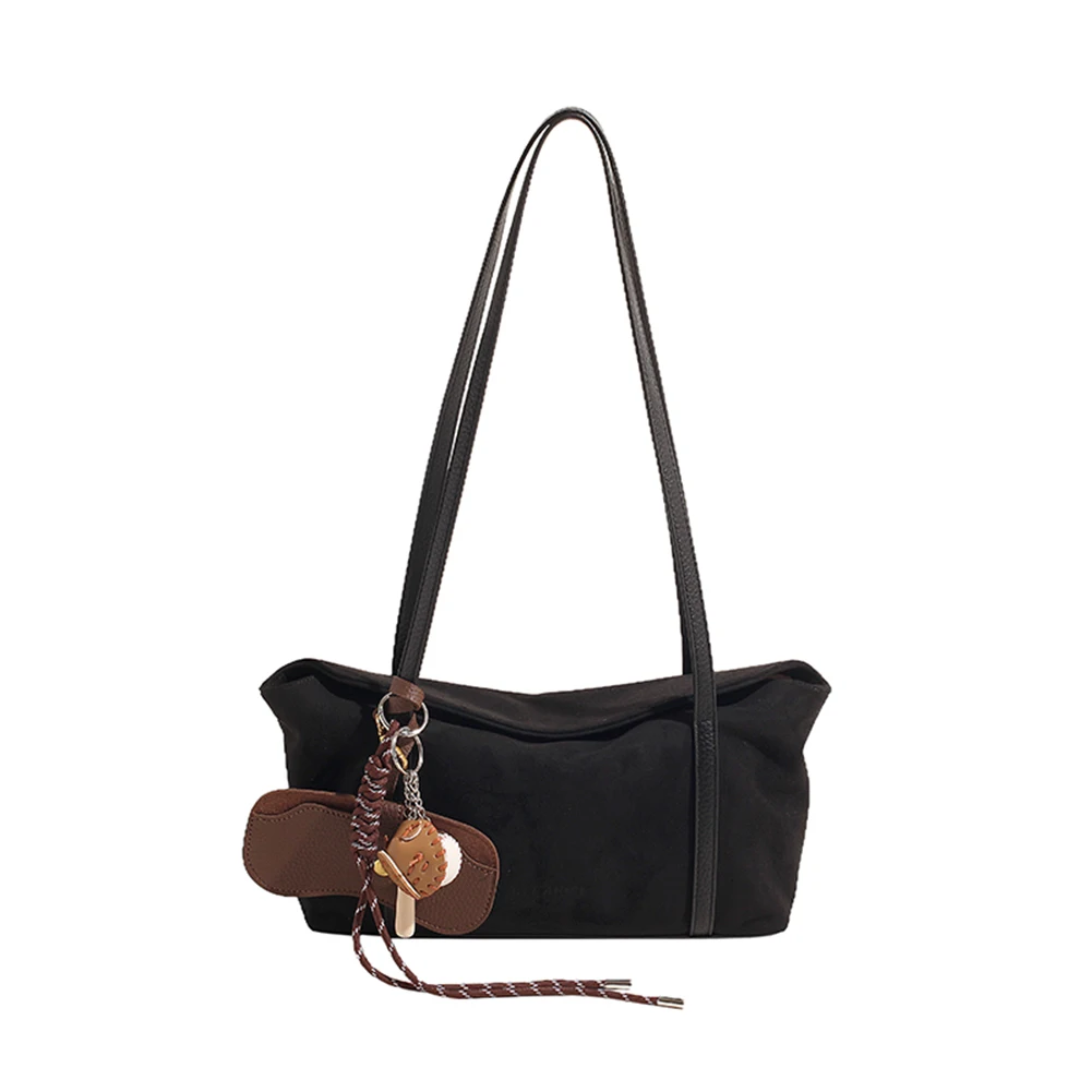 Women Suede Shoulder Bag with Inner Pocket Retro Handbag Large Capacity Satchel Bag Solid Clutch Purse for Work Travel