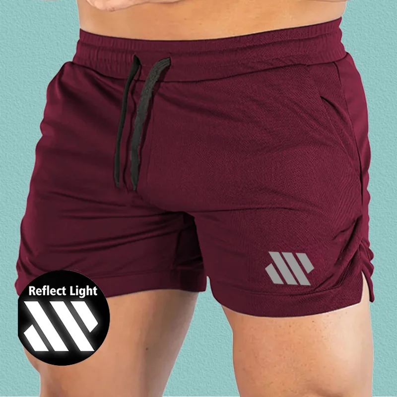 남성용 속건 스포츠 반바지 - 반사 스트라이프, 통기성 좋고 슬림핏, 러닝, 조깅, 헬스 운동에 적합